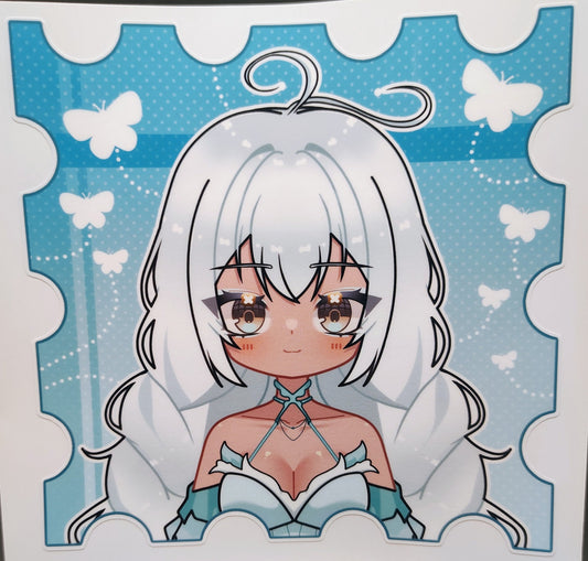 [OC] Rosileah the Winter Butterfly (Version #2) Anime Girl Sticker! Water-Resistant Vinyl Sticker!