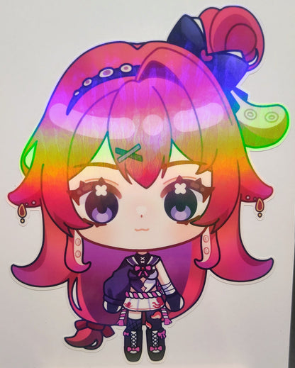 [VTuber] Chibi BerryCrepe Fan Art Sticker! Holographic Versions Available! Water-Resistant Vinyl Sticker!