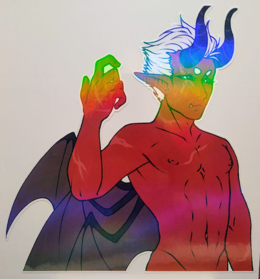 [OC] Wallie Crimson the Half-Demon Anime Man Sticker! Spicy Tease Version!