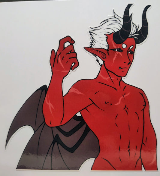 [OC] Wallie Crimson the Half-Demon Anime Man Sticker! Spicy Tease Version!