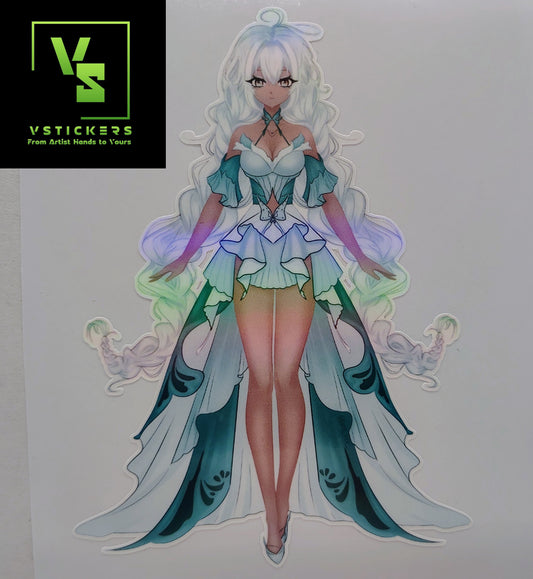 [OC] Rosileah the Winter Butterfly Anime Girl Sticker! Water-Resistant Vinyl Sticker!