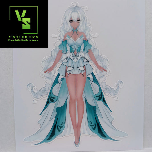 [OC] Rosileah the Winter Butterfly Anime Girl Sticker! Water-Resistant Vinyl Sticker!