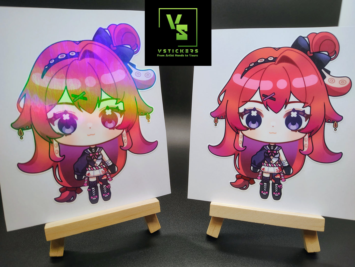 [VTuber] Chibi BerryCrepe Fan Art Sticker! Holographic Versions Available! Water-Resistant Vinyl Sticker!