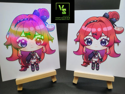 [VTuber] Chibi BerryCrepe Fan Art Sticker! Holographic Versions Available! Water-Resistant Vinyl Sticker!