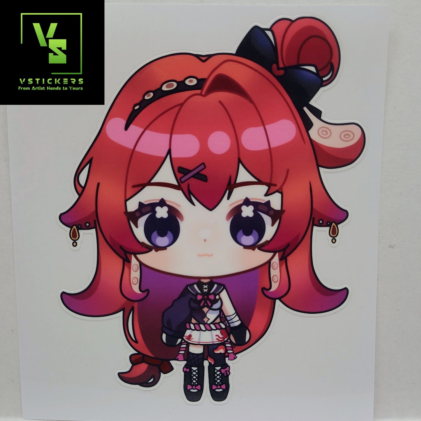 [VTuber] Chibi BerryCrepe Fan Art Sticker! Holographic Versions Available! Water-Resistant Vinyl Sticker!