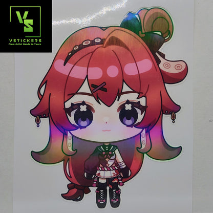 [VTuber] Chibi BerryCrepe Fan Art Sticker! Holographic Versions Available! Water-Resistant Vinyl Sticker!