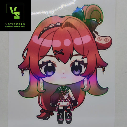 [VTuber] Chibi BerryCrepe Fan Art Sticker! Holographic Versions Available! Water-Resistant Vinyl Sticker!