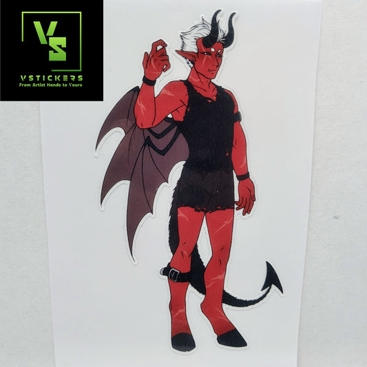 [OC] Wallie Crimson the Half-Demon Anime Man Sticker! Holographic Versions Available! Water-Resistant Vinyl Sticker!