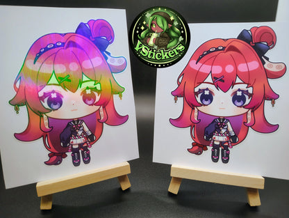 [VTuber] BerryCrepe Chibi Fan Art Sticker! Holographic Versions Available! Water-Resistant Vinyl Sticker!