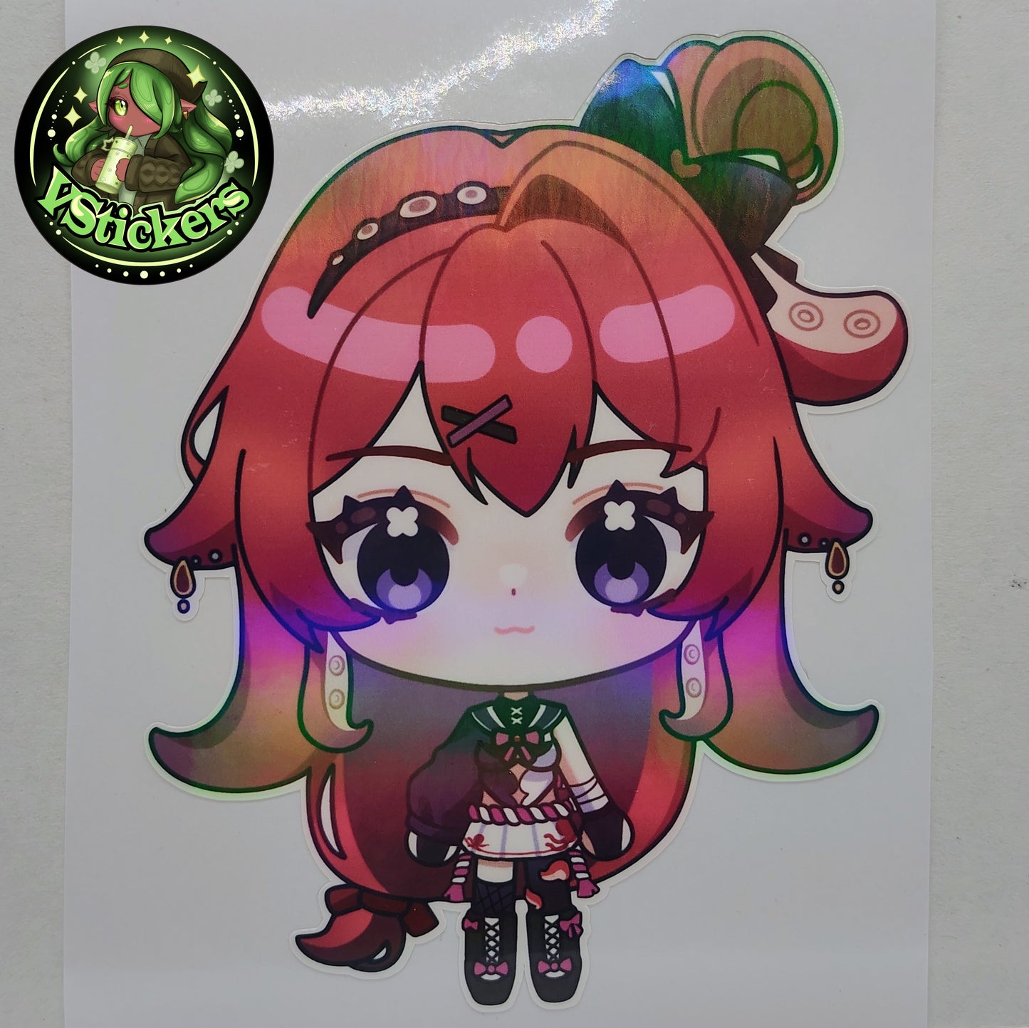 [VTuber] BerryCrepe Chibi Fan Art Sticker! Holographic Versions Available! Water-Resistant Vinyl Sticker!