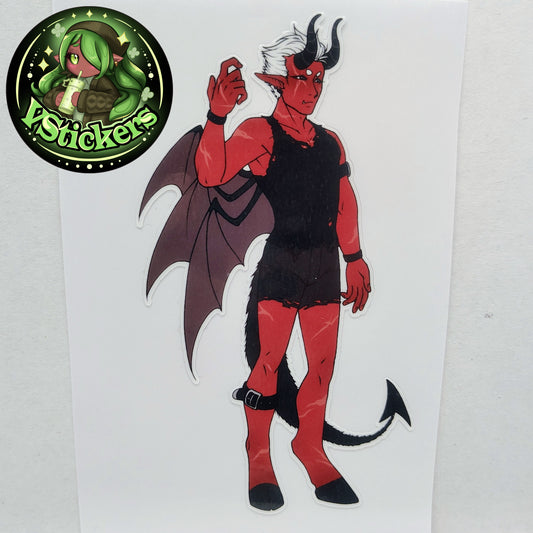 [OC] Wallie Crimson the Half-Demon Anime Man Sticker! Holographic Versions Available! Water-Resistant Vinyl Sticker!