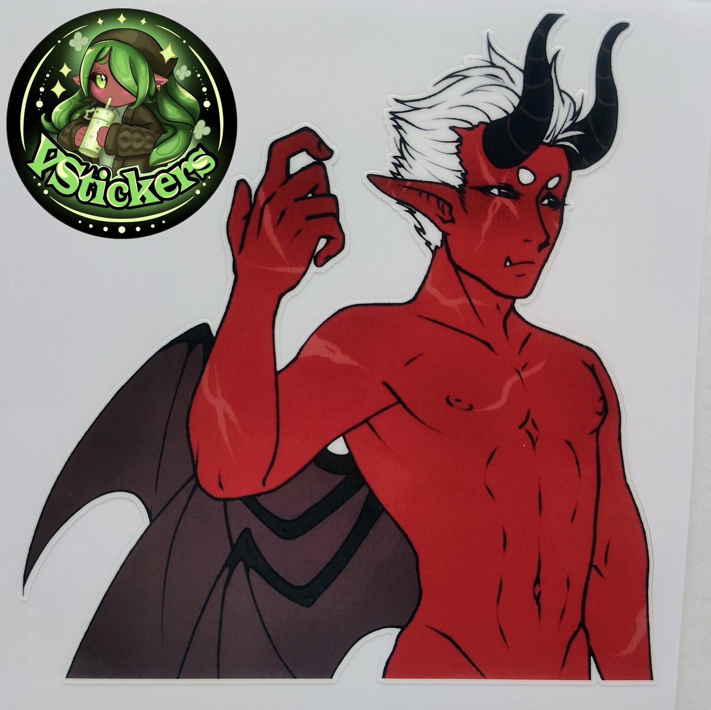 [OC] Wallie Crimson the Half-Demon Anime Man Sticker! Spicy Tease Version!