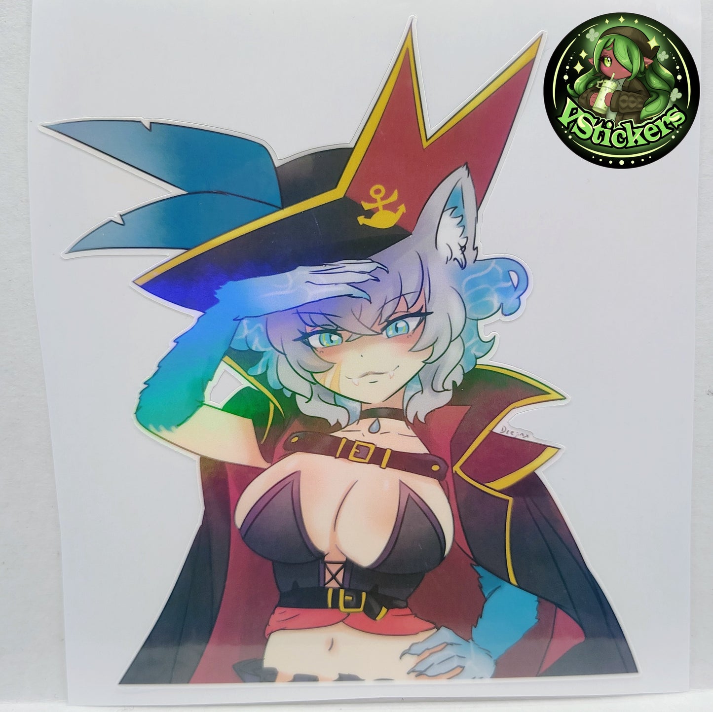 [VTuber] Captain Dandyfloss Fan Art Sticker! Holographic Versions Available! Water-Resistant Vinyl Sticker!