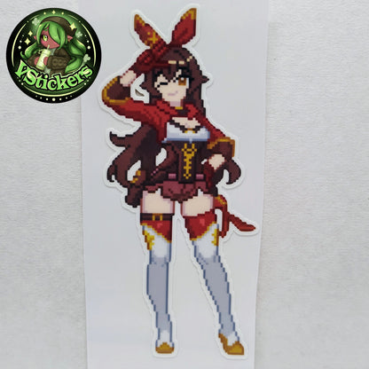 [Genshin Impact] Pixel Amber Fan Art Water-Resistant Vinyl Sticker! Fan-Made Merchandise!
