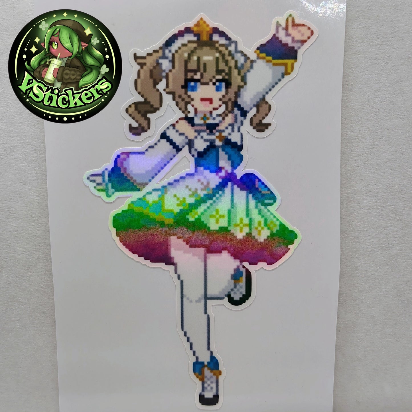 [Genshin Impact] Pixel Barbara Fan Art Water-Resistant Vinyl Sticker! Fan-Made Merchandise!