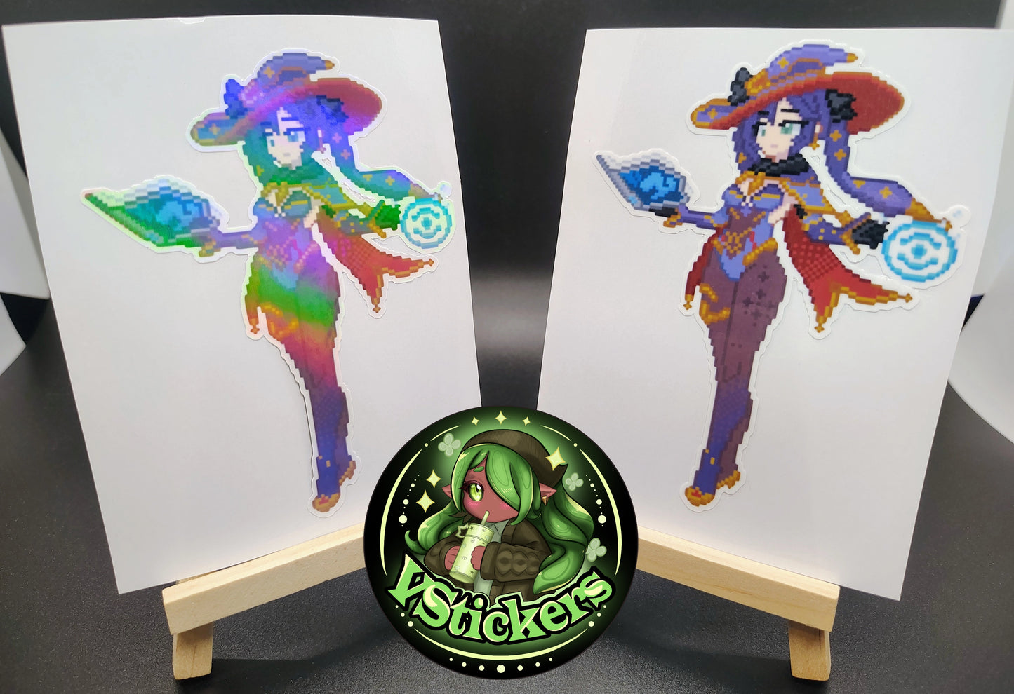 [Genshin Impact] Pixel Mona Fan Art Water-Resistant Vinyl Sticker! Fan-Made Merchandise!