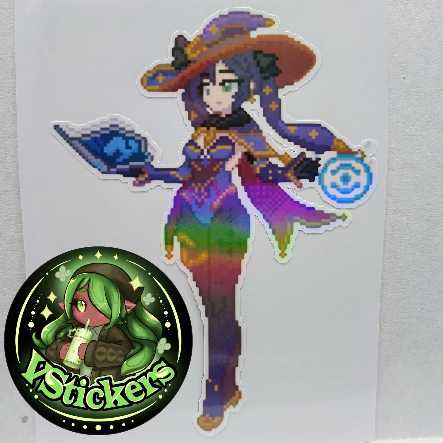 [Genshin Impact] Pixel Mona Fan Art Water-Resistant Vinyl Sticker! Fan-Made Merchandise!
