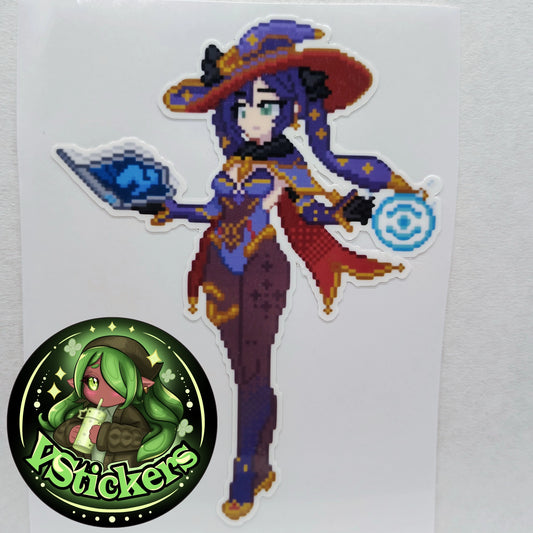 [Genshin Impact] Pixel Mona Fan Art Water-Resistant Vinyl Sticker! Fan-Made Merchandise!