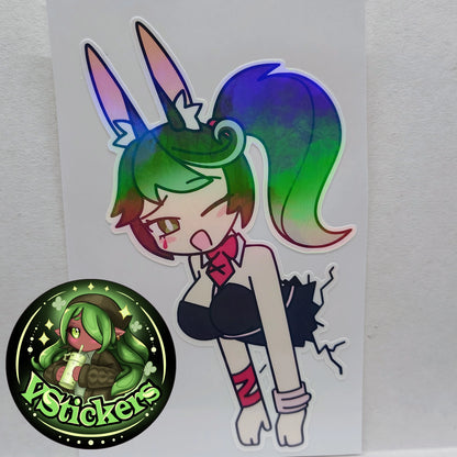 [OC] Marisa Chocomint Bunnysuit Stuck in Wall Sticker! Water-Resistant Vinyl Sticker!