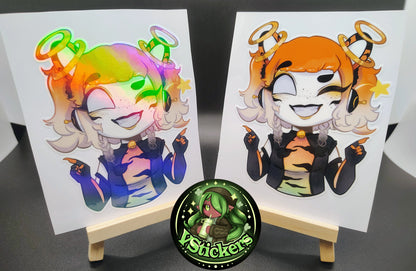 [OC] Falaria Tipeach (Chibi Point & Wink) - Water-Resistant Vinyl Sticker! - Water-Resistant Vinyl Sticker!