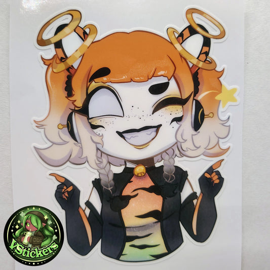 [OC] Falaria Tipeach (Chibi Point & Wink) - Water-Resistant Vinyl Sticker! - Water-Resistant Vinyl Sticker!