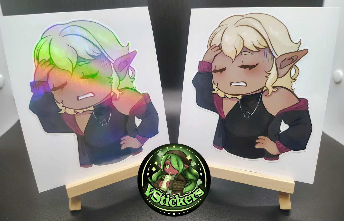 [OC] Selene X Chibi Sighing Sticker! - Water-Resistant Vinyl Sticker!