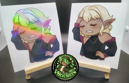 [OC] Selene X Chibi Sighing Sticker! - Water-Resistant Vinyl Sticker!