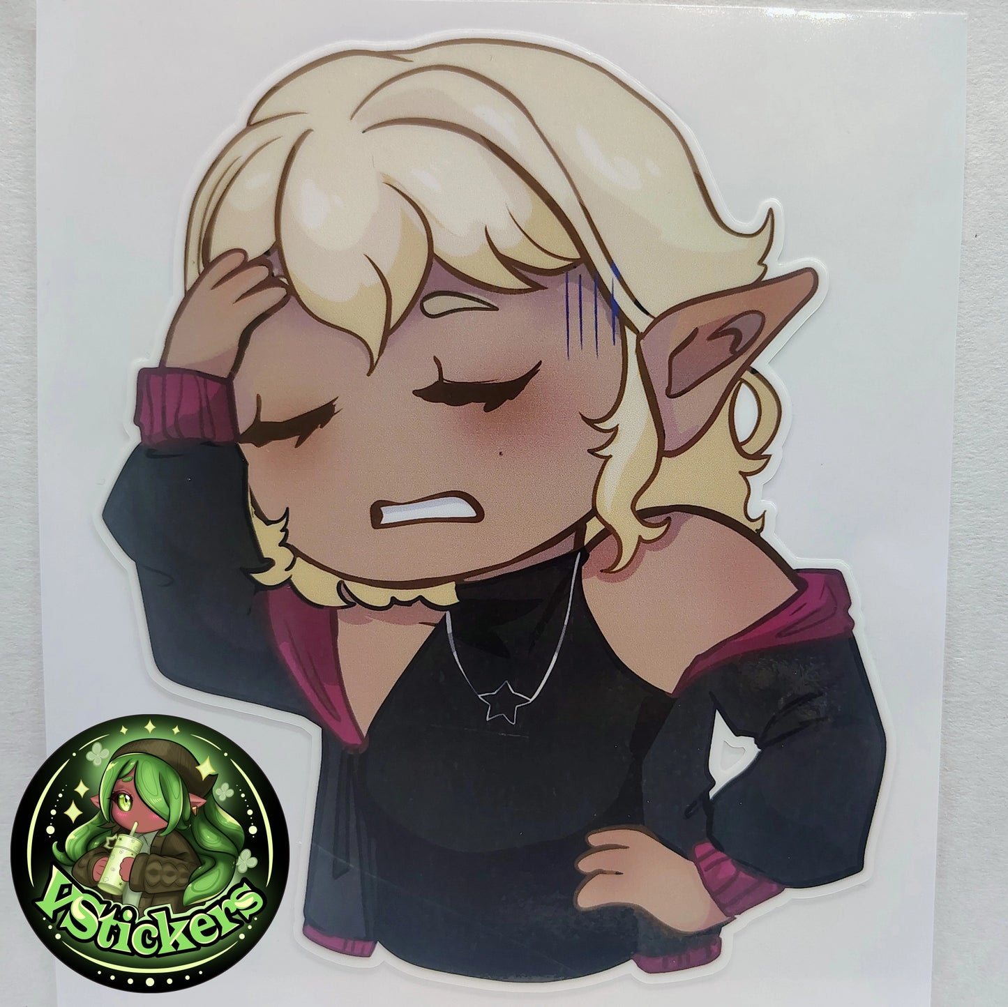 [OC] Selene X Chibi Sighing Sticker! - Water-Resistant Vinyl Sticker!