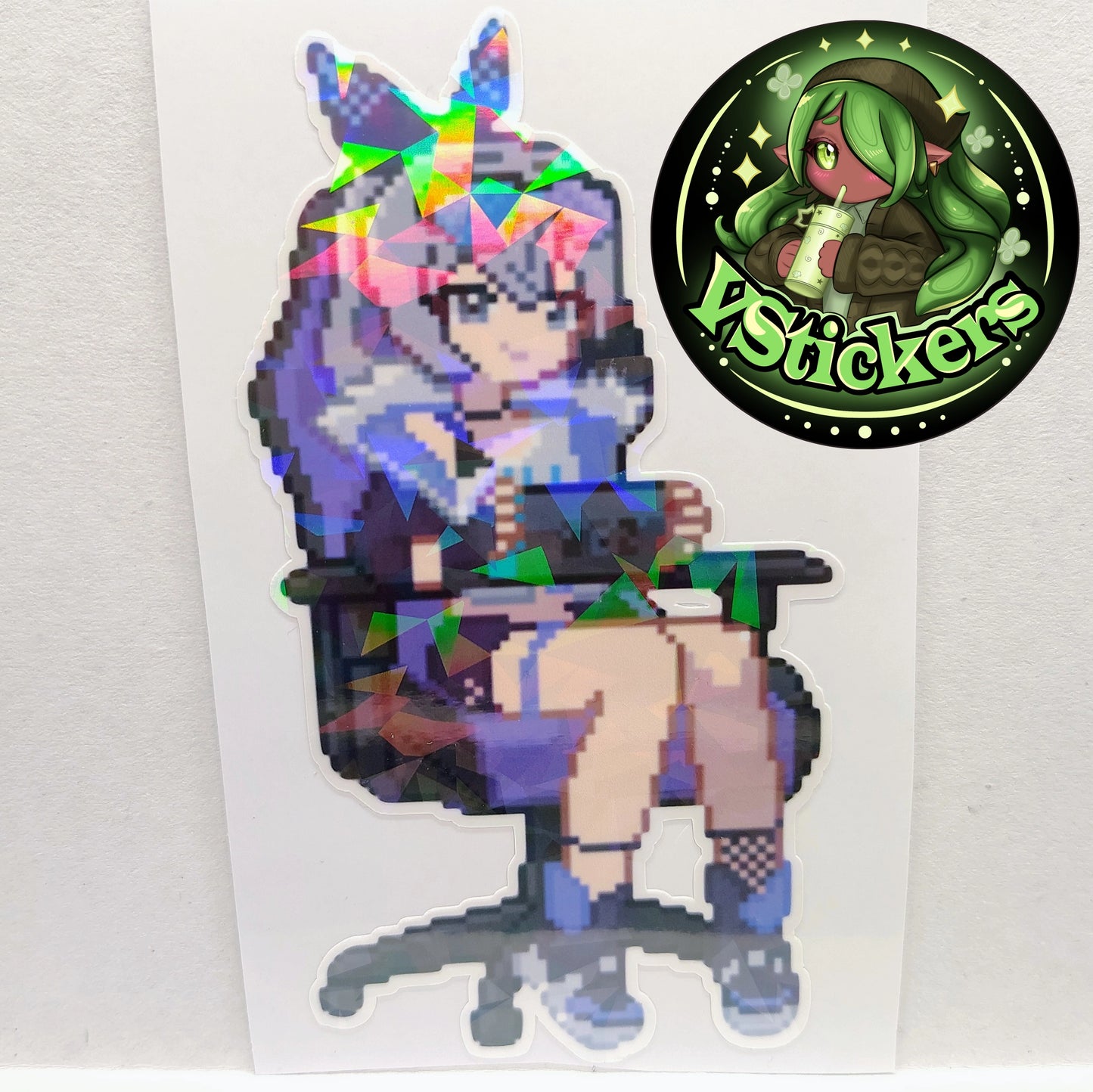 [Honkai: Star Rail] Pixel Silver Wolf Fan Art Water-Resistant Vinyl Sticker! Fan-Made Merchandise!