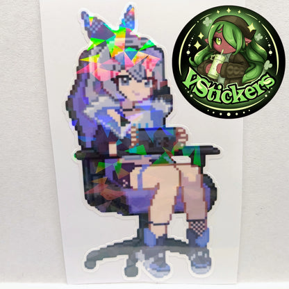 [Honkai: Star Rail] Pixel Silver Wolf Fan Art Water-Resistant Vinyl Sticker! Fan-Made Merchandise!