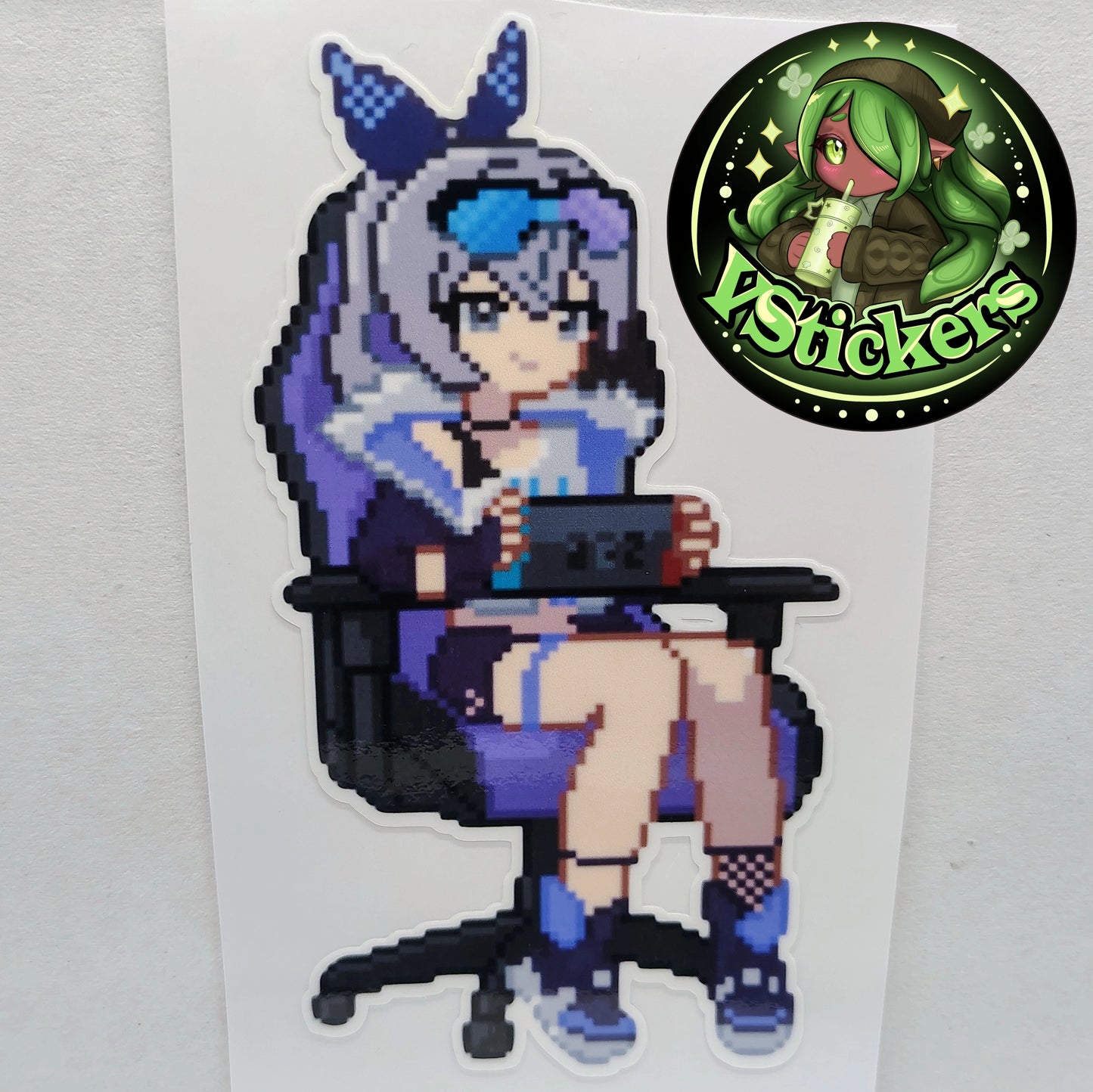 [Honkai: Star Rail] Pixel Silver Wolf Fan Art Water-Resistant Vinyl Sticker! Fan-Made Merchandise!