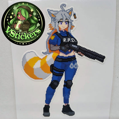 [VTuber] Deme Resident Evil Costume Pixel Fan Art Sticker! Water-Resistant Vinyl Sticker!