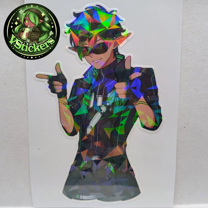 [OC] Raymondo Cerest the Cyberpunk Elf (Finger Guns Meme)! - Water-Resistant Vinyl Sticker!