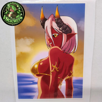 [OC] Atasha Hlaalu the Dark Elf Daedra (Sunset Bikini) - Water-Resistant Vinyl Sticker!