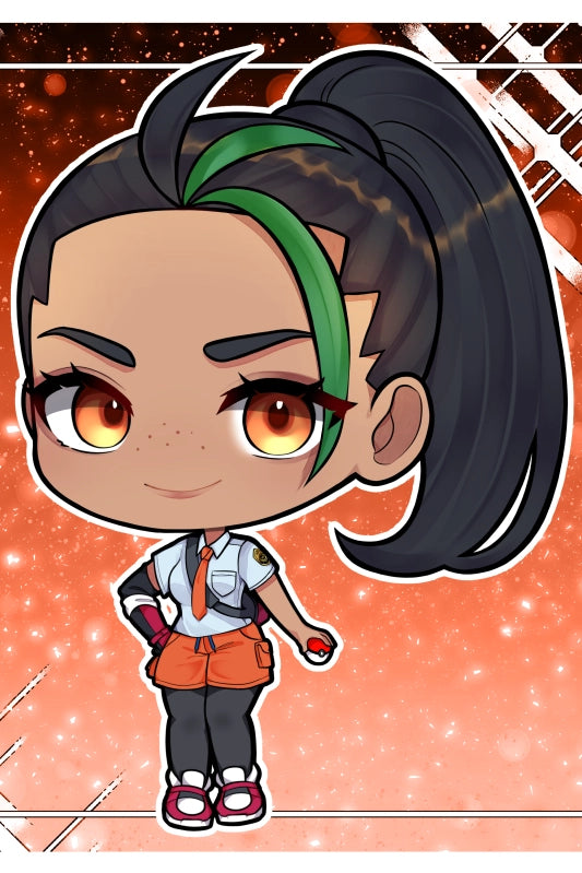[Video Game] Trainer Nemona (Chibi) Fan Art Water-Resistant Vinyl Sticker! Fan-Made Merchandise!