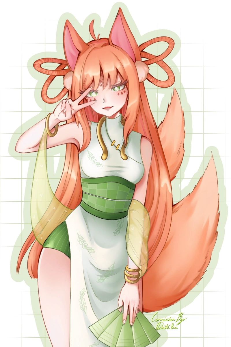 [OC] Rita Cencilia the Foxy Kemonomimi Sticker! Water-Resistant Vinyl Sticker!