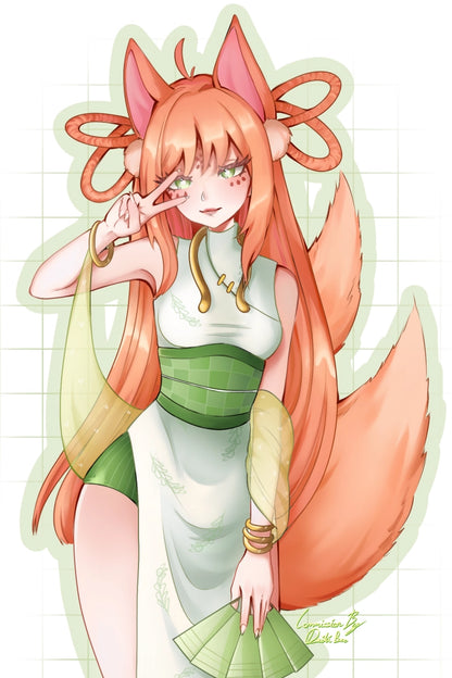 [OC] Rita Cencilia the Foxy Kemonomimi Sticker! Water-Resistant Vinyl Sticker!