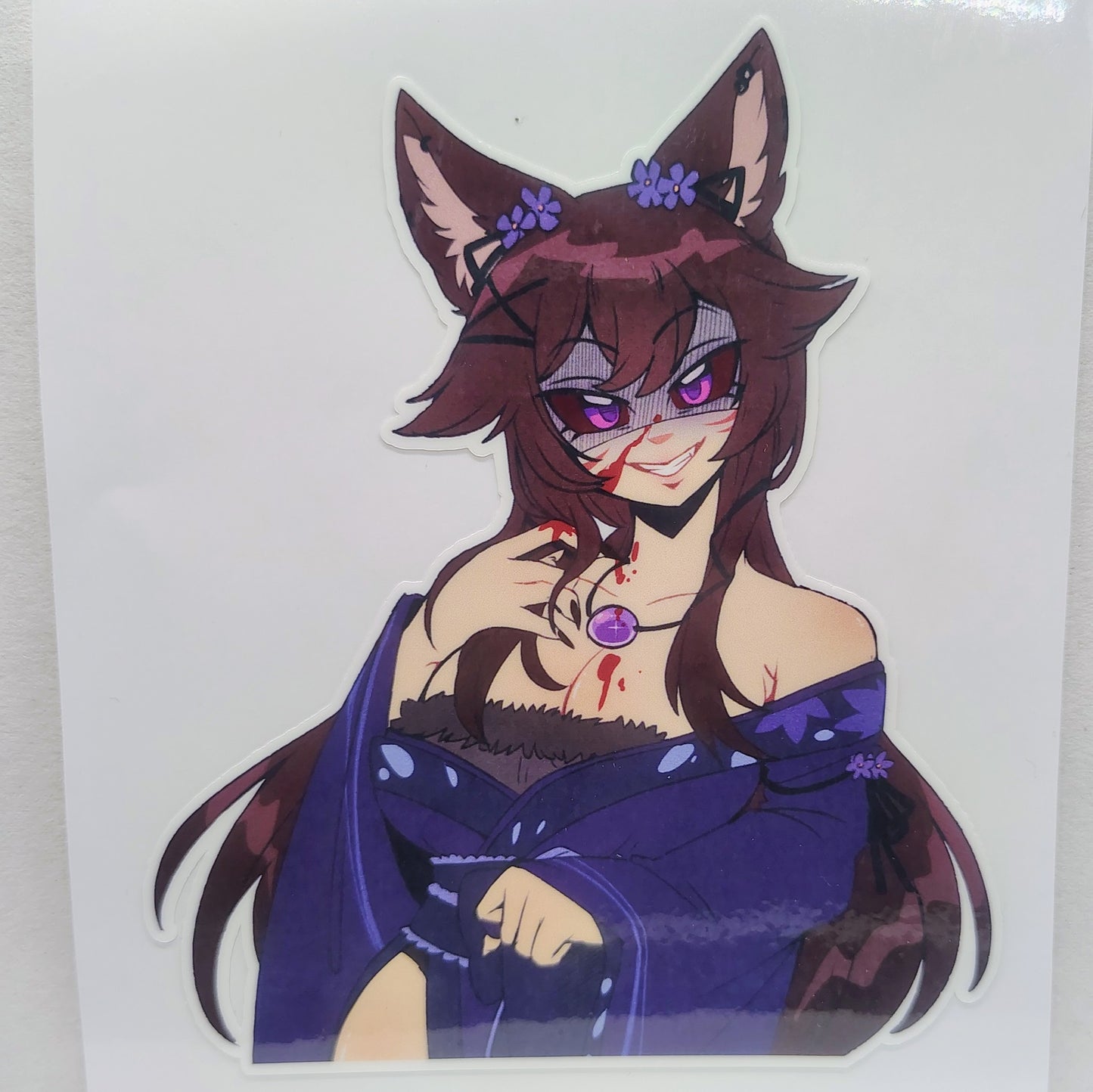 [VTuber] Akiphonic the Yandere Demon Fox! - Water-Resistant Fan Art Vinyl Sticker!
