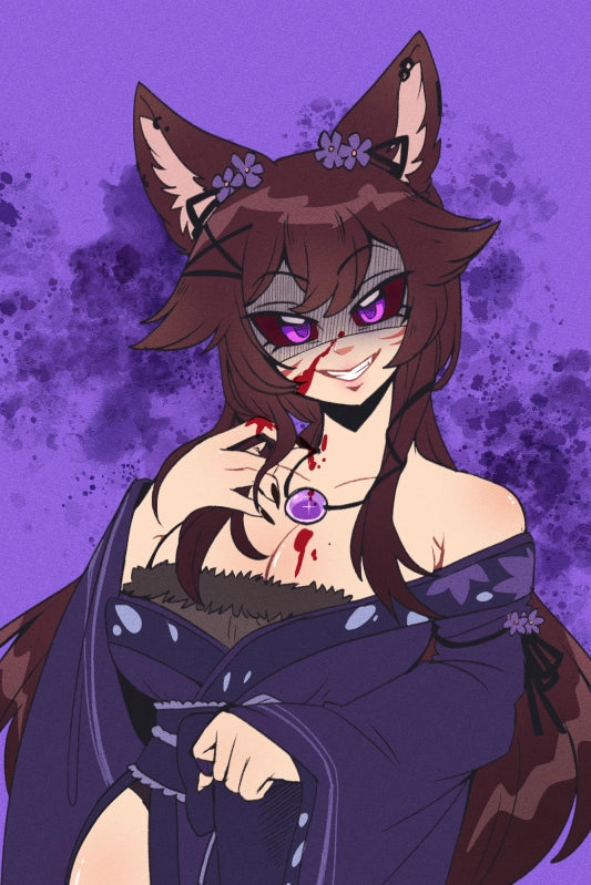 [VTuber] Akiphonic the Yandere Demon Fox! - Water-Resistant Fan Art Vinyl Sticker!