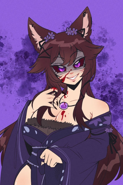 [VTuber] Akiphonic the Yandere Demon Fox! - Water-Resistant Fan Art Vinyl Sticker!