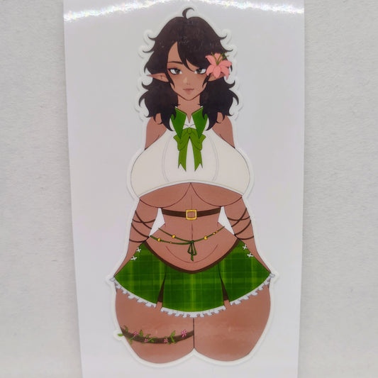 [OC] Tarisanna Martel the Thicc College Elf! Water-Resistant Vinyl Sticker!