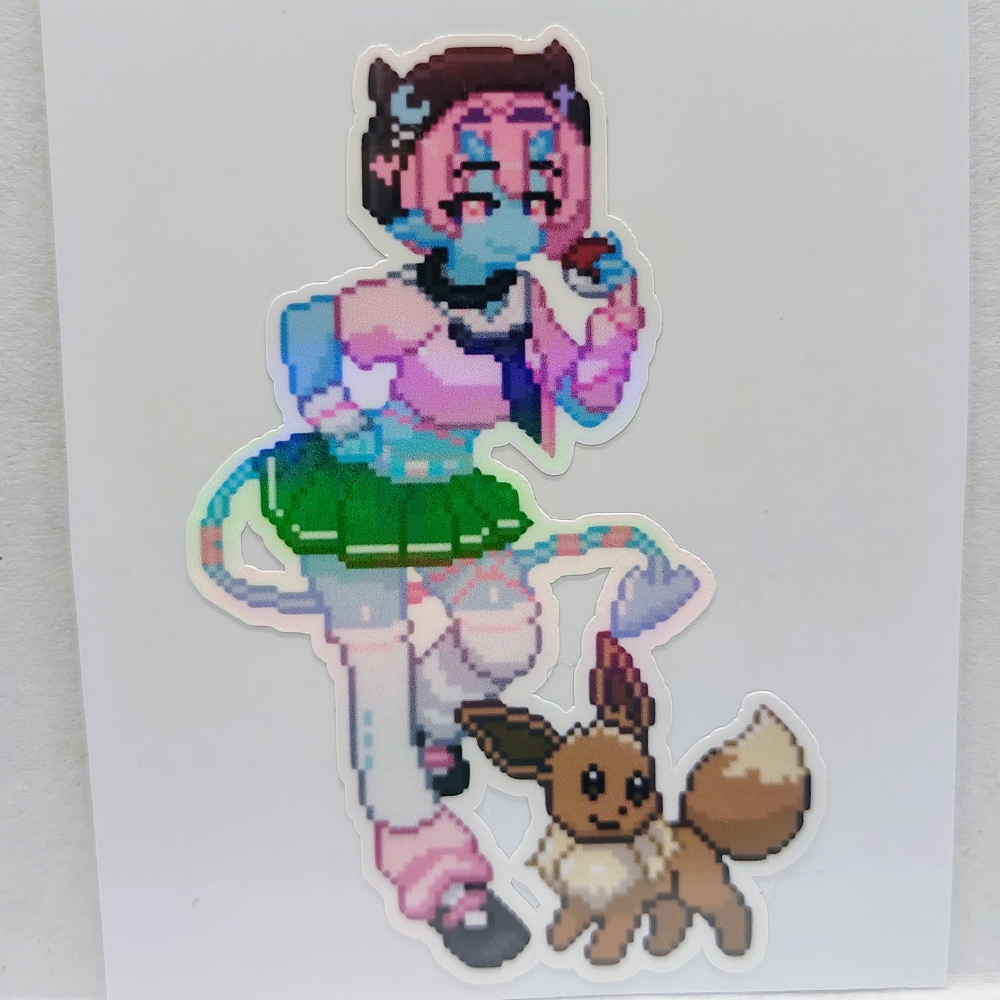 [VTuber] SpongeyBuns & Eevee Pixel Fan Art Sticker! Water-Resistant Vinyl Sticker!