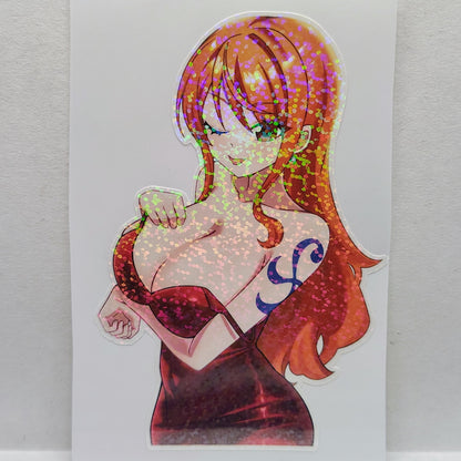 [One Piece] Nami Sexy Red Dress Fan Art Water-Resistant Vinyl Sticker! Fan-Made Merchandise!