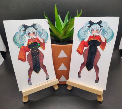 [OC] Meilin the Shy Girl! Water-Resistant Vinyl Waifu Anime Sticker!