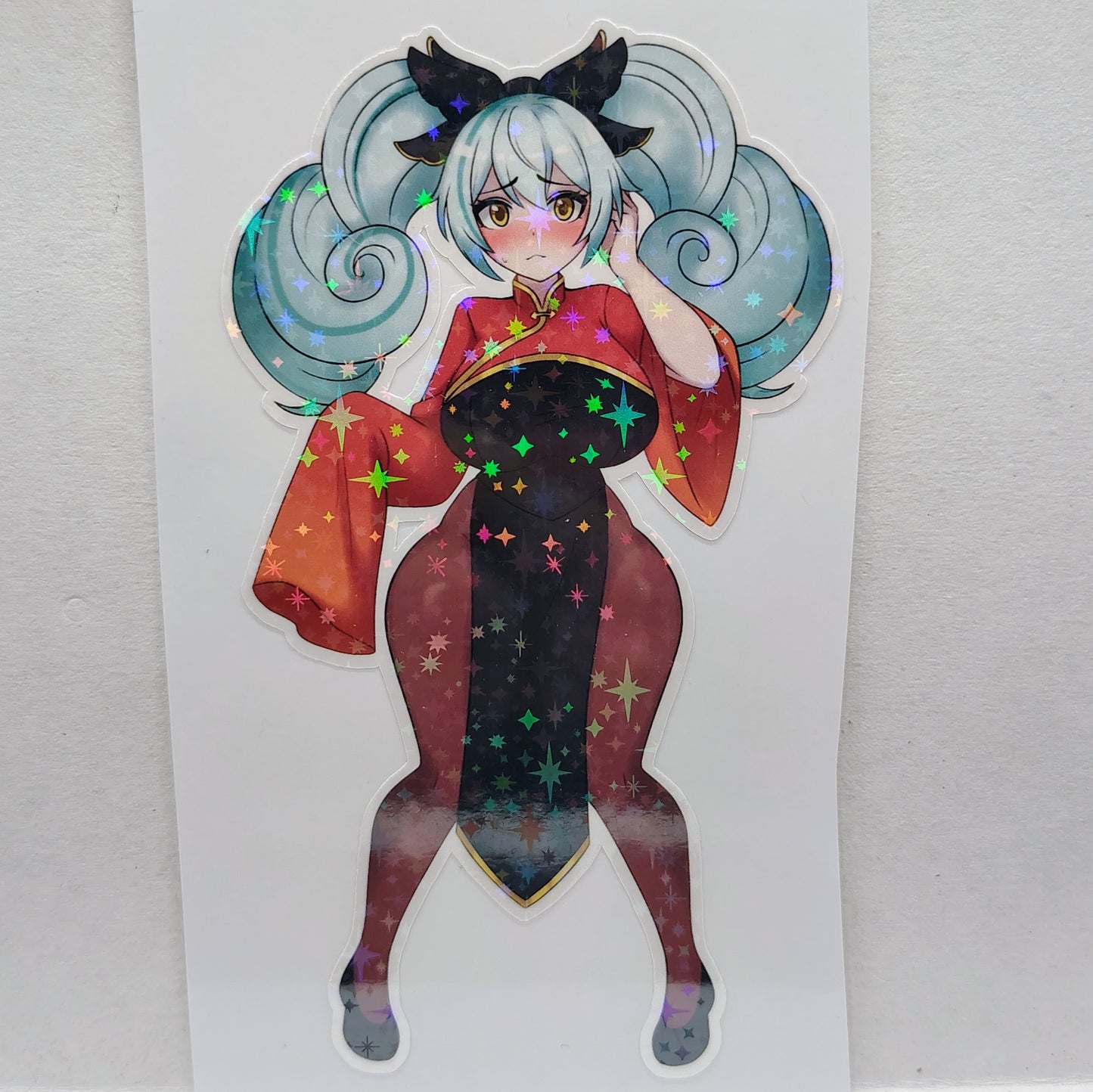 [OC] Meilin the Shy Girl! Water-Resistant Vinyl Waifu Anime Sticker!