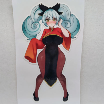 [OC] Meilin the Shy Girl! Water-Resistant Vinyl Waifu Anime Sticker!