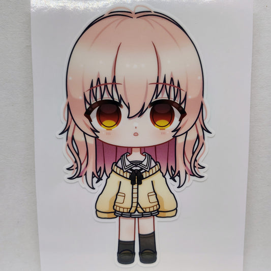 [YOU and ME and HER] Aoi Mukou Chibi Version! Water-Resistant Vinyl Waifu Anime Girl Sticker!