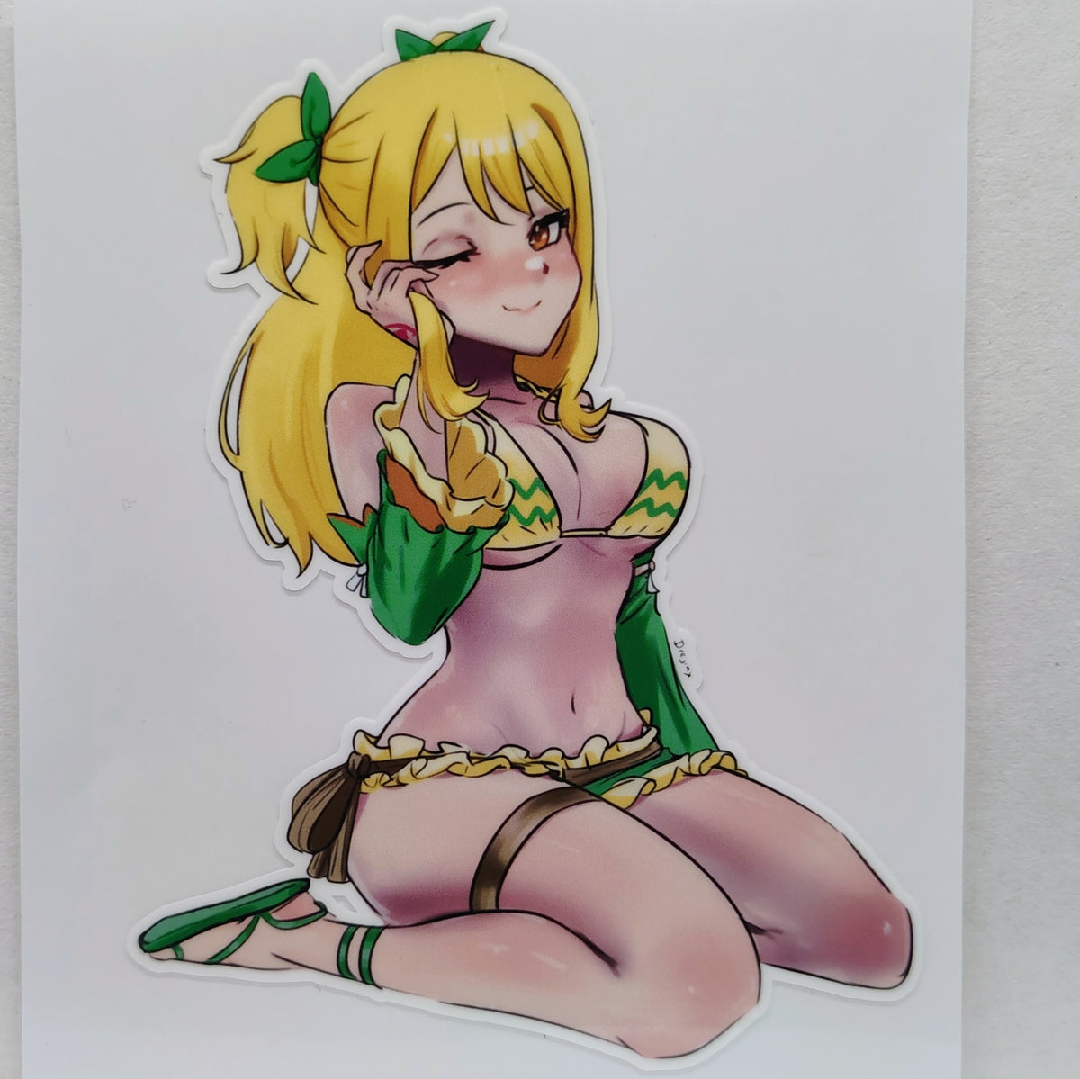 [Fairy Tail] Lucy Heartfilia Bikini Sitting Aquarius Form! Water-Resistant Vinyl Waifu Anime Girl Sticker!