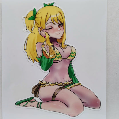 [Fairy Tail] Lucy Heartfilia Bikini Sitting Aquarius Form! Water-Resistant Vinyl Waifu Anime Girl Sticker!