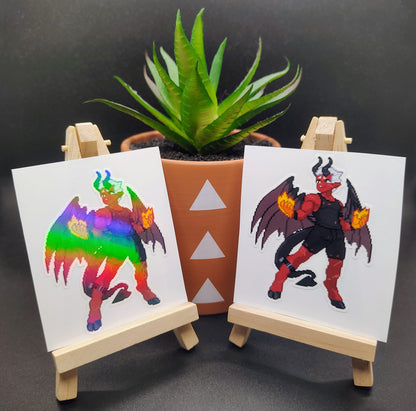 [OC] Wallie Crimson Pixel Art Demon Sticker! - Water-Resistant Vinyl Sticker!